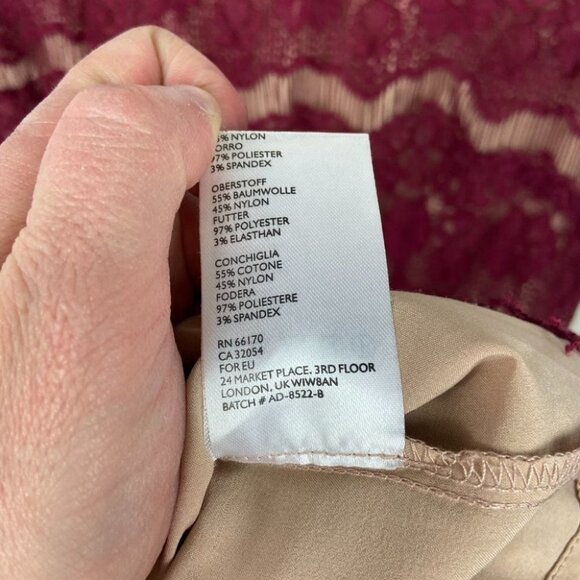 Anthropologie Burgundy Lace Mini Dress Size Medium Cocktail Romantic Bohemian M - Picture 9 of 14